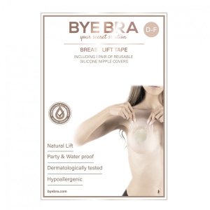 Bye Bra Breast Lift & Fabric Nipple Covers D-F 1 Pair- taśmy podnoszące piersi z materiałowymi osłonkami na sutki (1 para)