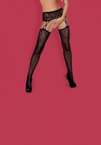 Obsessive Garter stockings S206 czarne  S/M/L