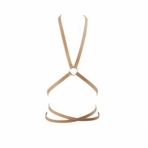 Bijoux Indiscrets MAZE Multi-way Harness - skóropodobna uprząż BDSM (brązowy)