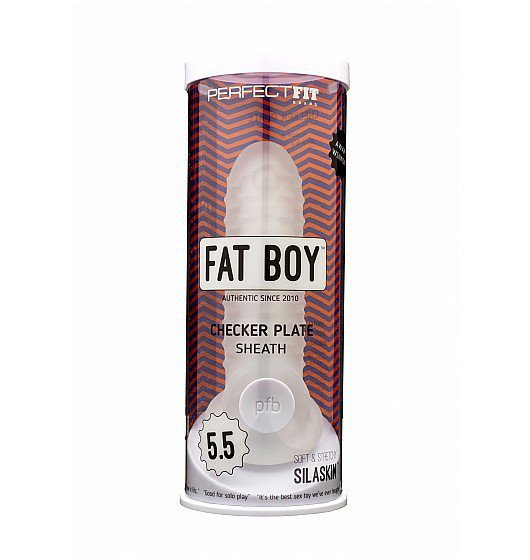 Perfect Fit Fat Boy Checker Box Sheath Clear 5,5'' - nakładka na penisa (szary)