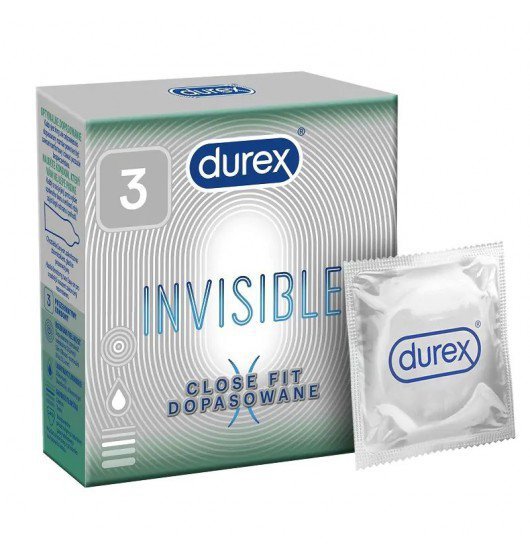 Durex Invisible Close Fit - dopasowane prezerwatywy 3 szt.