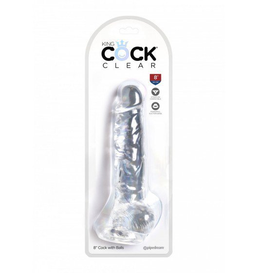 King Cock duże dildo - 8'' Cock with Balls sztuczny penis (przezroczysty) 