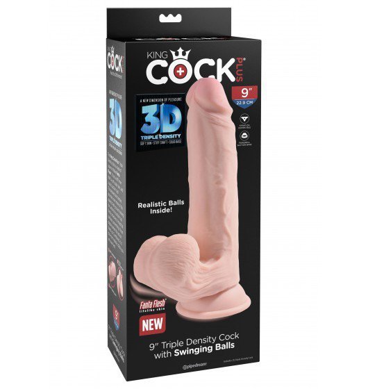 King Cock dildo - 9'' Cock Swinging Balls sztuczny penis (cielisty)
