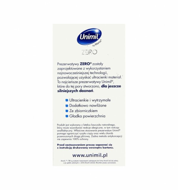 Unimil Zero - Prezerwatywy ultracienkie, dodatkowo nawilżane (1op./10szt.)