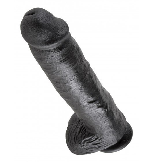 King Cock duże czarne dildo - 11'' Cock with Balls sztuczny penis (czarny)