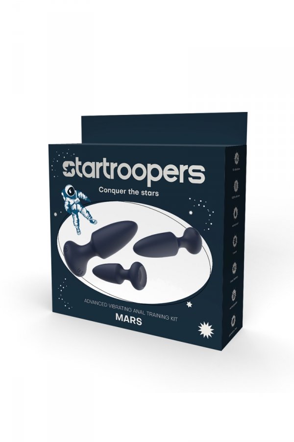 Dream Toys StarTroopers Mars Advanced Vibrating Anal Training Kit - zestaw korków analnych z wibracjami (granatowy)