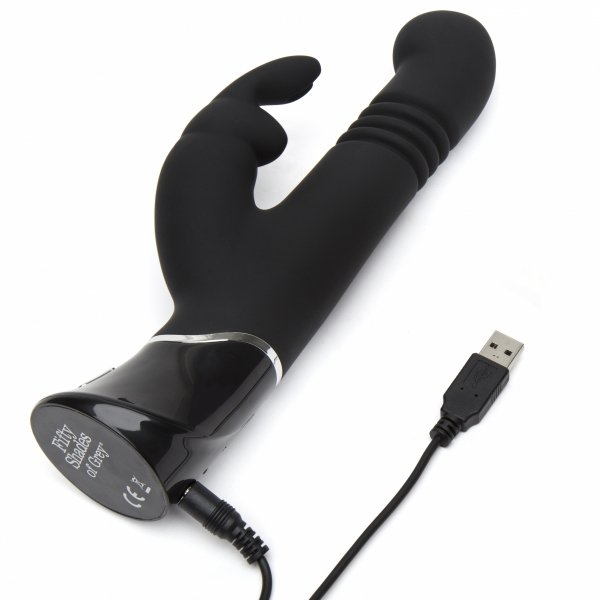 Fifty Shades of Grey - Greedy Girl Rechargeable Thrusting G-Spot - wibrator króliczek (czarny)