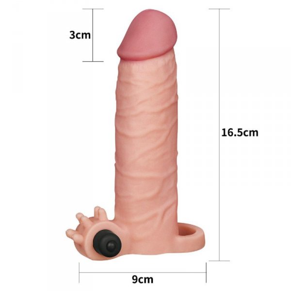 Add 2&quot; Pleasure X Tender Vibrating Penis Sleeve Flesh