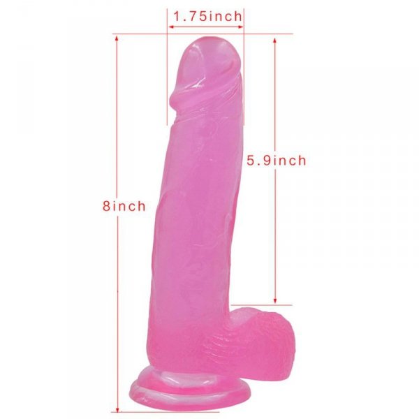 8&quot; Jelly Studs Crystal Dildo Large Pink