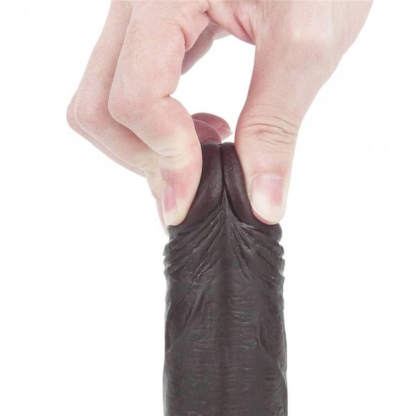 7&#039;&#039; Sliding Skin Dual Layer Dong - Black