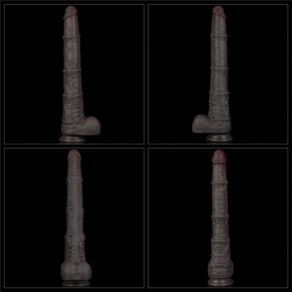 16&#039;&#039; Dual Layered Bendable Silicone Cock XXL(Black)