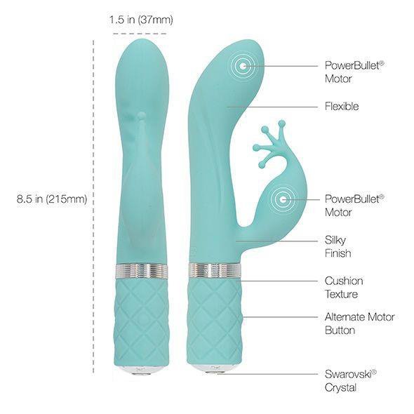 Pillow Talk Kinky Rabbit &amp; G-Spot Vibrator Teal - wibrator króliczek (zielony)