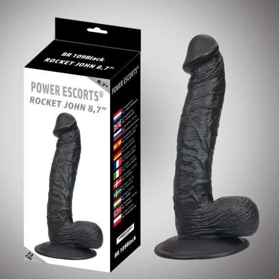 Rocket john 8,7 inch black  realistic  dildo  8,7  inch /  22 cm