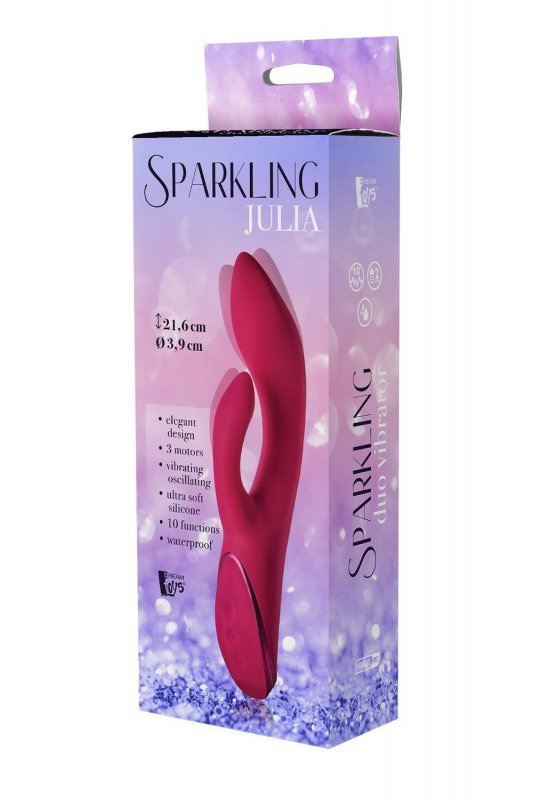 Dream Toys SPARKLING DUO VIBRATOR JULIA - wibrator króliczek (czerwony)