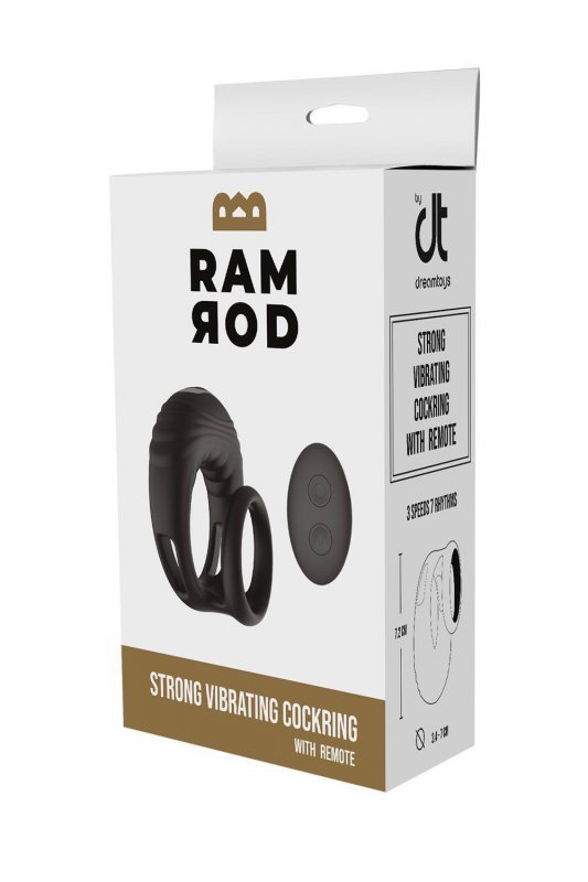 Dream Toys RAMROD STRONG VIBRATING COCKRING WITH REMOTE - pierścień na penisa z wibracjami (czarny)
