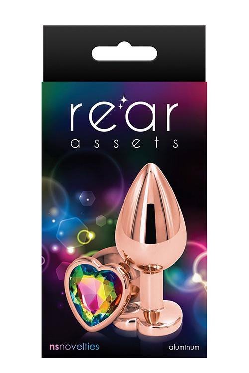 NS Novelties REAR ASSETS ROSE GOLD HEART M RAINBOW - korek analny (różowy)