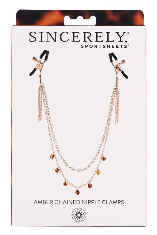 SPORTSHEETS AMBER CHAINED NIPPLE CLAMPS