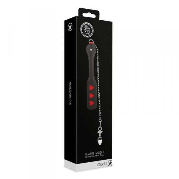 Hearts Paddle with Metal Anal Plug