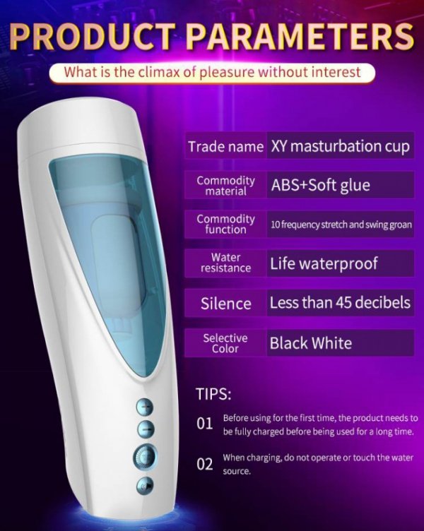 Masturbator-Vibrating, Rotating and Flashing Masturbation USB 10+10 Function / Talk Mode