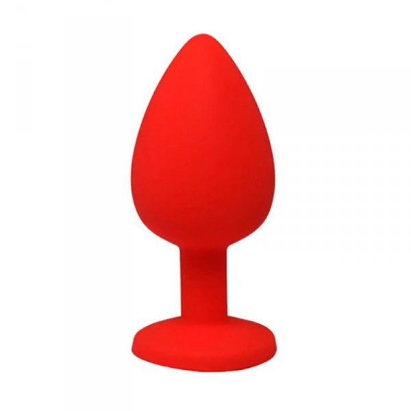 Red large butt plug with white crystal