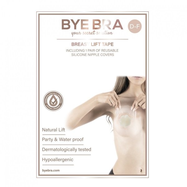 Bye Bra Breast Lift &amp; Fabric Nipple Covers D-F 1 Pair- taśmy podnoszące piersi z materiałowymi osłonkami na sutki (1 para)