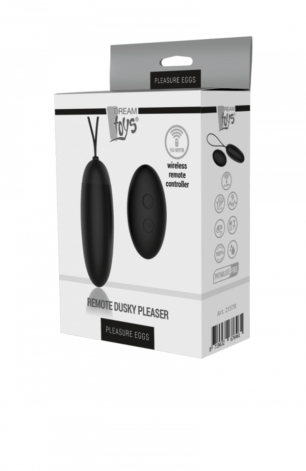 Dream Toys Pleasure Eggs Remote Dusky Pleaser Black - wibrujące jajko z pilotem (czarny)