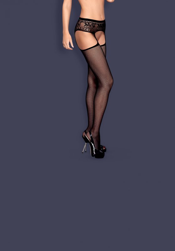 Obsessive Garter stockings S307 czarne  S/M/L