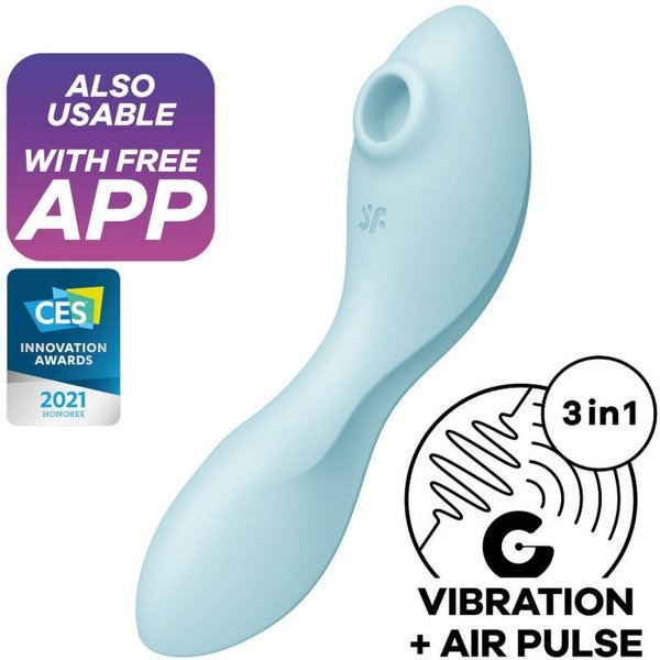 Satisfyer Stymulator-Curvy Trinity 5 Connect App (Blue) -  masażer łęchtaczki (niebieski)