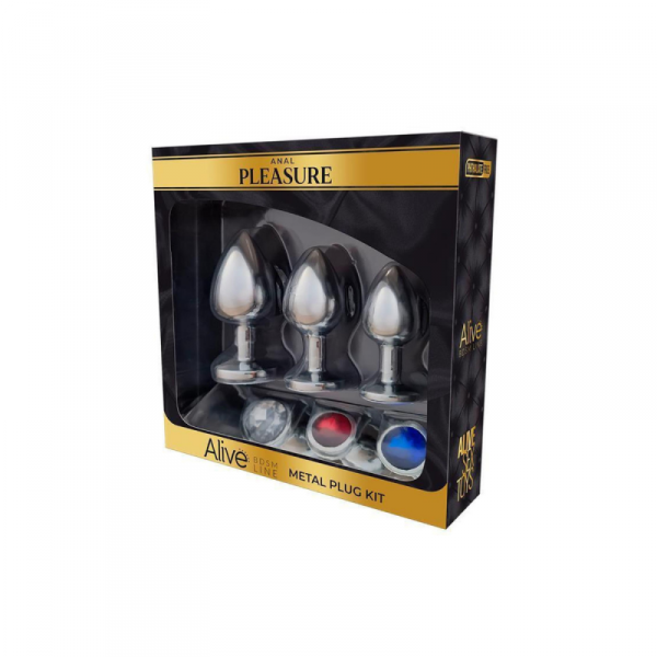 Alive Korek Analny Anal Pleasure Metal Plug Kit - zestaw korków (kolorowy)
