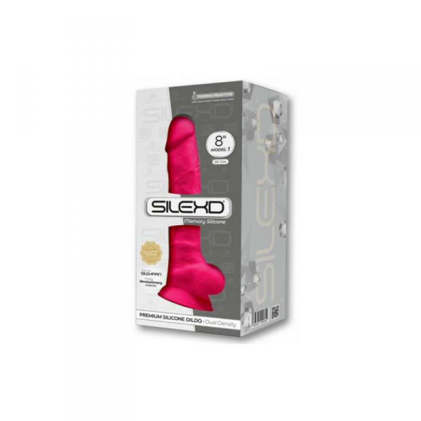 Silexd Silikonowe Dildo Model 1 20 cm Fucsia - dildo (czerwony)