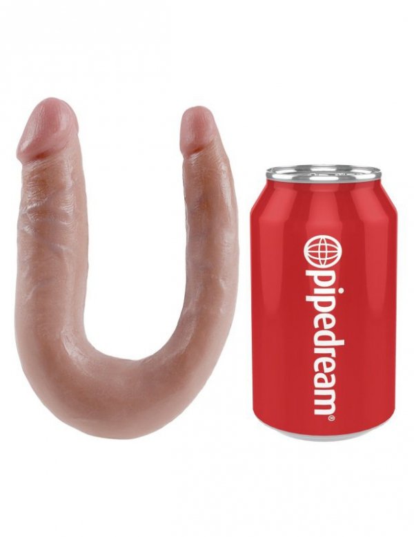 King Cock podwójne dildo - U-Shaped Small Double Trouble sztuczny penis (cielisty)