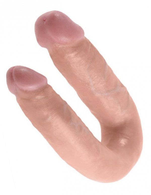King podwójne dildo - Cock U-Shaped Medium Double Trouble sztuczny penis (cielisty)