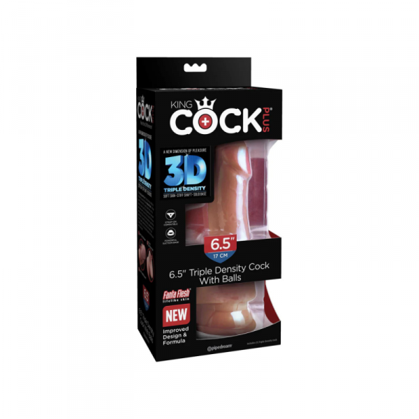 King Cock Dildo Plus 6.5&quot; Triple Density Cock with Balls Tan - dildo (cielisty)