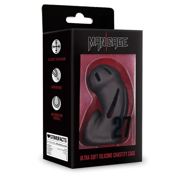 ManCage Model 27 Ultra Soft Silicone Chastity Cage Black (czarny)