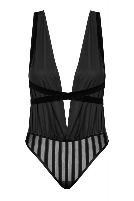 Noir handmade Petitenoir Szyfonowe body z głębokim dekoltem L (czarny)