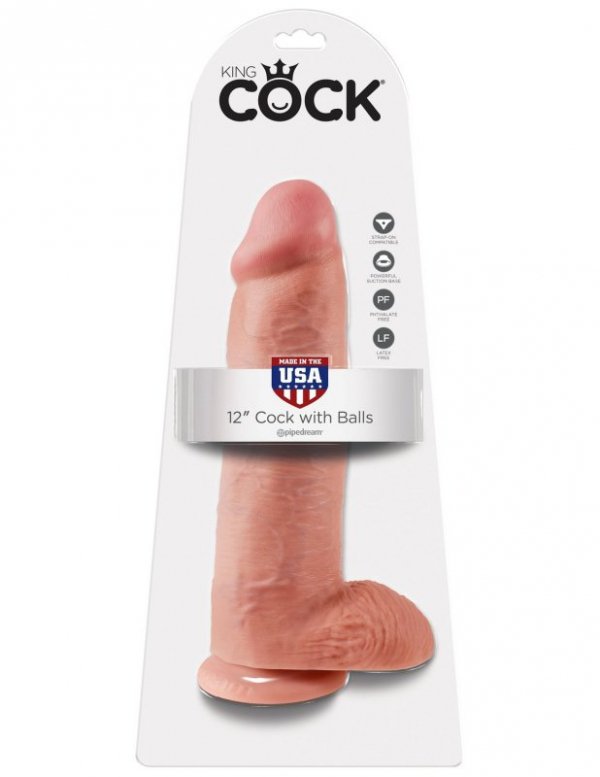 King Cock wielkie dildo - 12'' Cock with Balls sztuczny penis (cielisty)