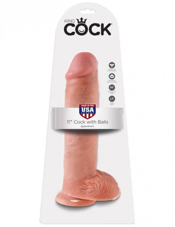 King Cock duże dildo - 11'' Cock with Balls sztuczny penis (cielisty)