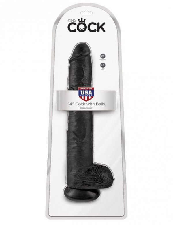 King Cock wielkie czarne dildo - 14'' Cock with Balls sztuczny penis (czarny)