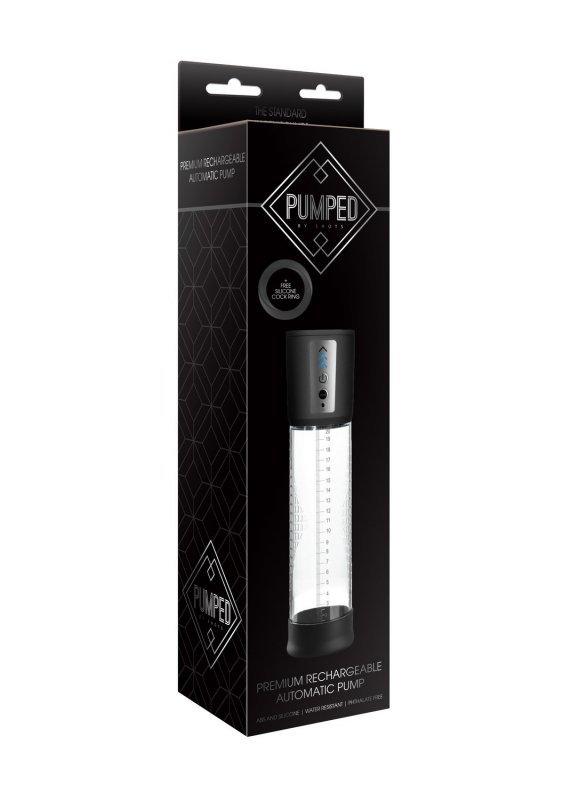 Shots Pumped Premium Rechargeable Automatic Pump - pompka do penisa (przeźroczysta)