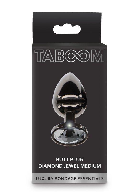 Taboom Butt Plug With Diamond Jewel Silver M -  korek analny (srebrny)