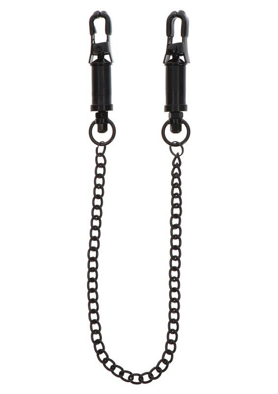 Taboom Heavy Duty Adjustable Clamps - dokręcane klamerki na sutki z łańcuszkiem (czarny)