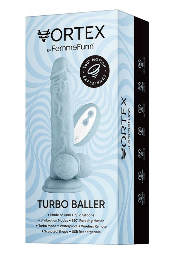 FEMMEFUNN WIRELESS TURBO BALLER LIGHT BLUE - dildo z wibracjami (niebieski)