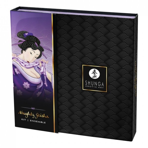 Shunga Naughty Geisha Kit - zestaw kosmetyków z mini wibratorem (wibrator + lubrykant Toko + żel Secret Garden + krem Dragon + krem Rain of Love)