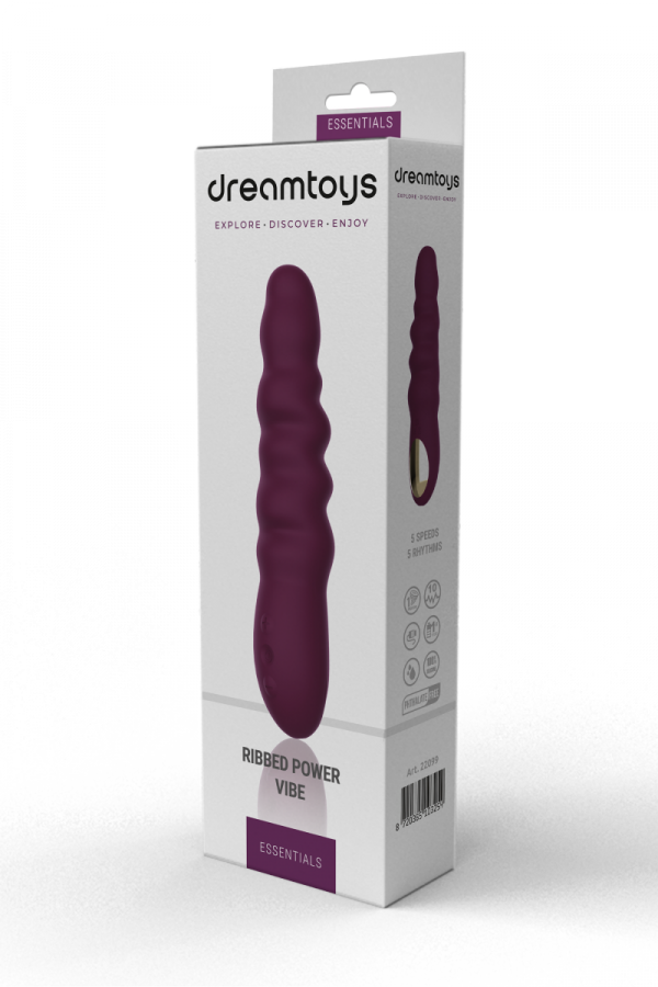 Dream Toys ESSENTIALS RIBBED POWER VIBE PURPLE - wibrator (fioletowy)