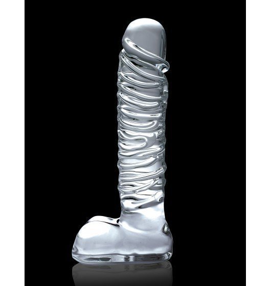 Icicles szklane dildo - No. 63 sztuczny penis (przezroczysty)