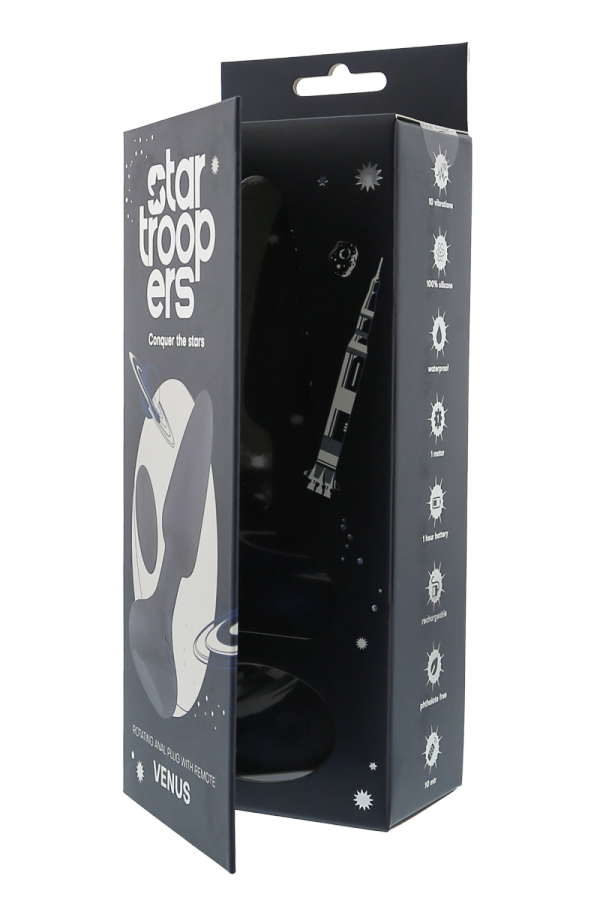 Dream Toys StarTroopers Venus Rotating Anal Plug with Remote - korek analny z wibracjami (granatowy)