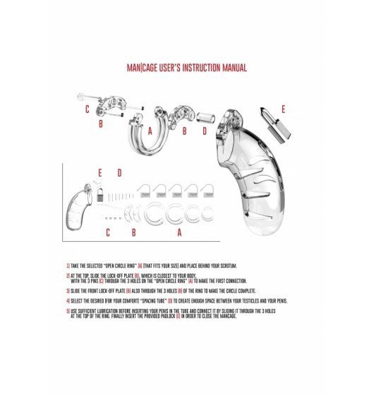 ManCage Model 02 Chastity 3.5&quot; Cock Cage - męski pas cnoty (przezroczysty)