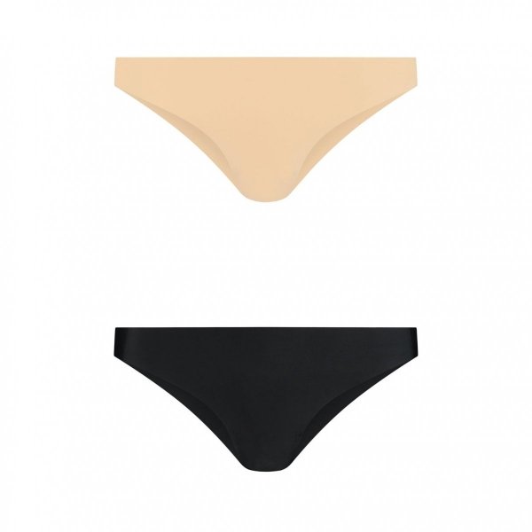 Bye Bra Invisible Brazilian Nude + Black M -  majtki brazyliany niewidoczne (czarne+ cieliste)