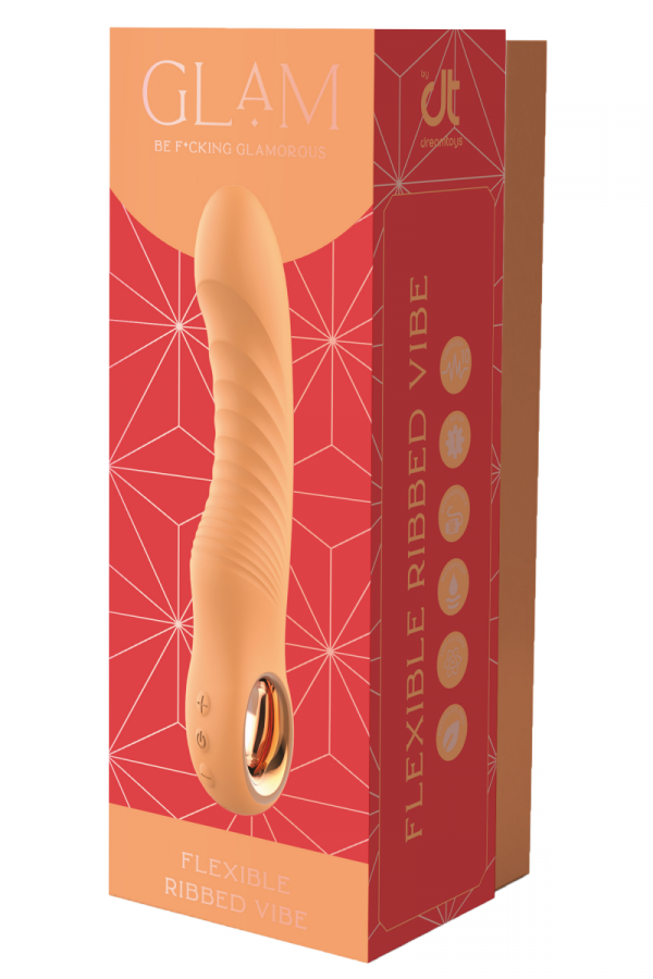 Dream Toys Glam Flexible Ribbed Vibe - wibrator klasyczny (pomarańczowy)