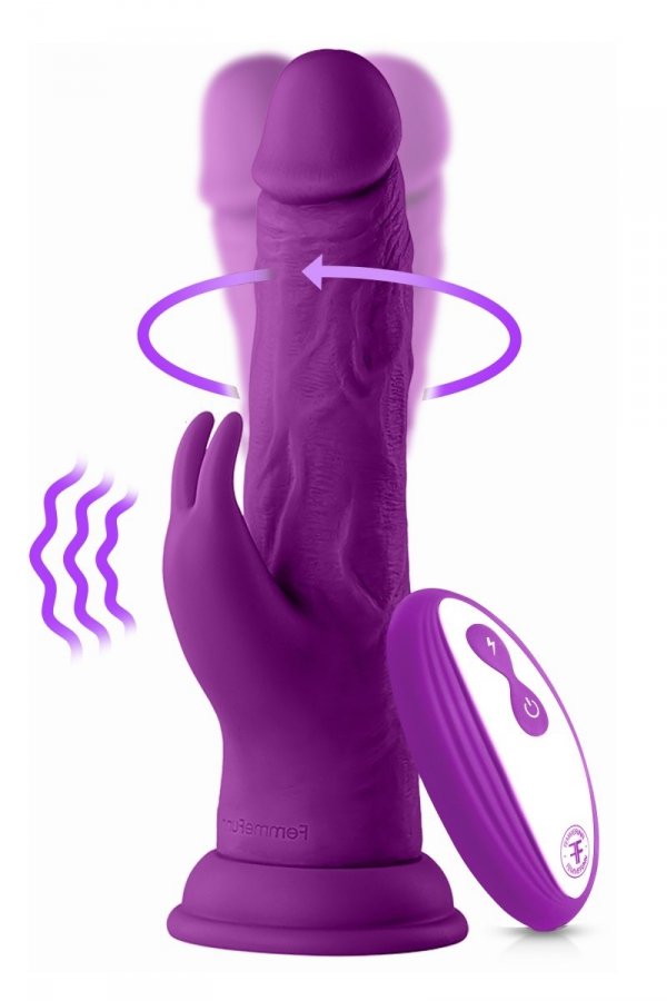 FEMMEFUNN WIRELESS TURBO RABBIT PURPLE- wibrujące dildo króliczek z pilotem (fioletowe)